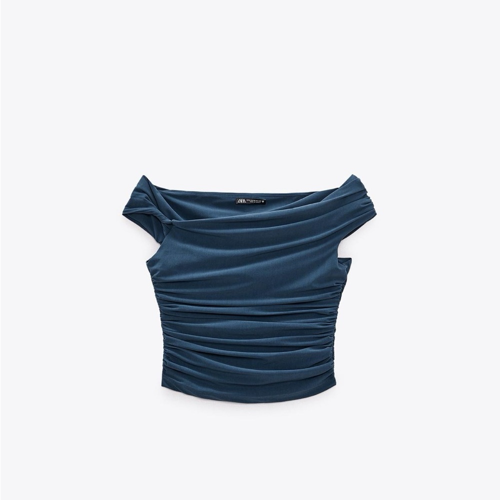 Elegant Blue Off-Shoulder Top & Skirt